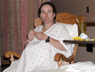 Yvonne having breakfast and lunch