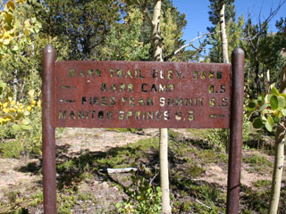 1/2 mile to Barr Camp sign on the Pikes Peak Barr Trail