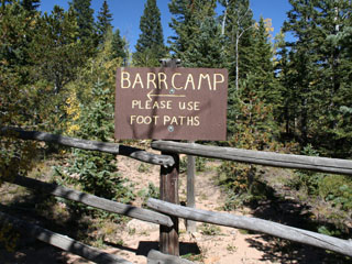 Barr Camp sign on the Pikes Peak Barr Trail