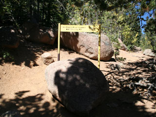The Bottomless Pit sign on the Pikes Peak Barr Trail